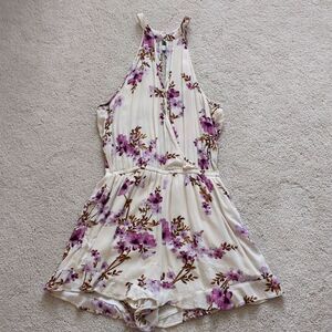 American Eagle Floral High Neck Romper Size M